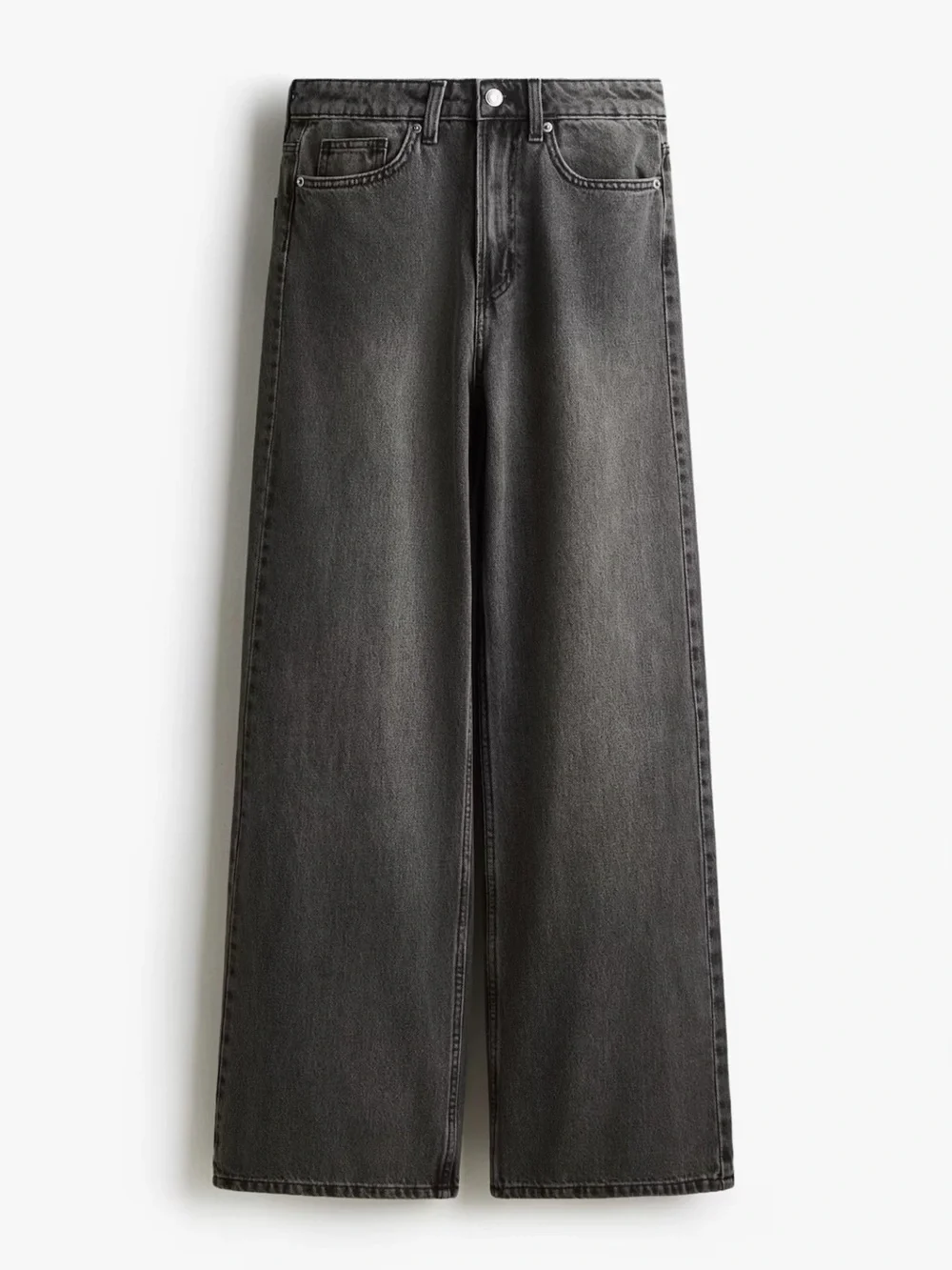 H&M Wide Leg High Waist Jeans‎ US 4 Gray Wash Full Length NWT